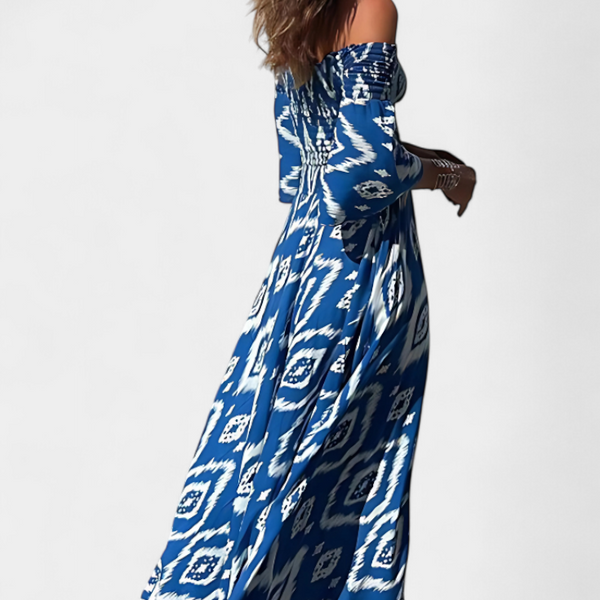 Sea Floral Off-the-Shoulder Dress