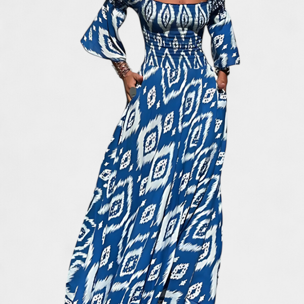 Sea Floral Off-the-Shoulder Dress