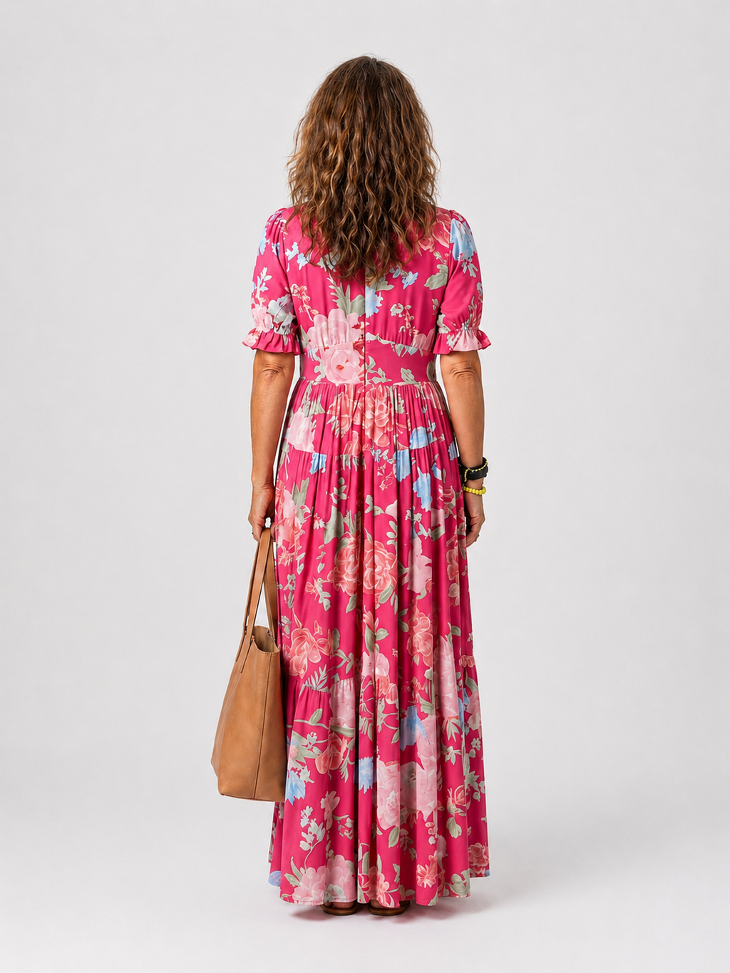 Ione | Short Sleeve V Neck Floral Midi Dress