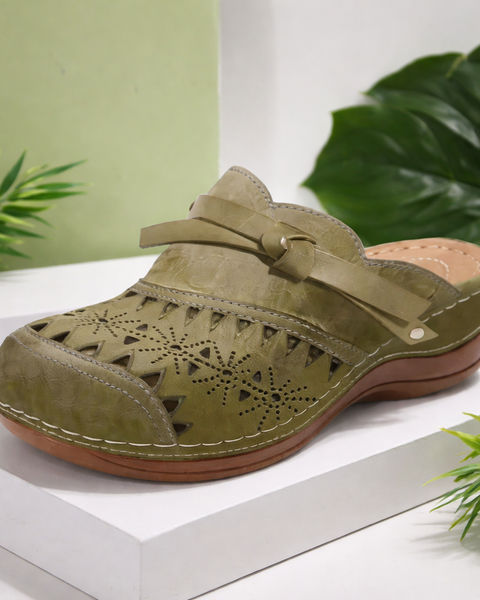 Nicholle | Bow Hollow Out Flat Mules