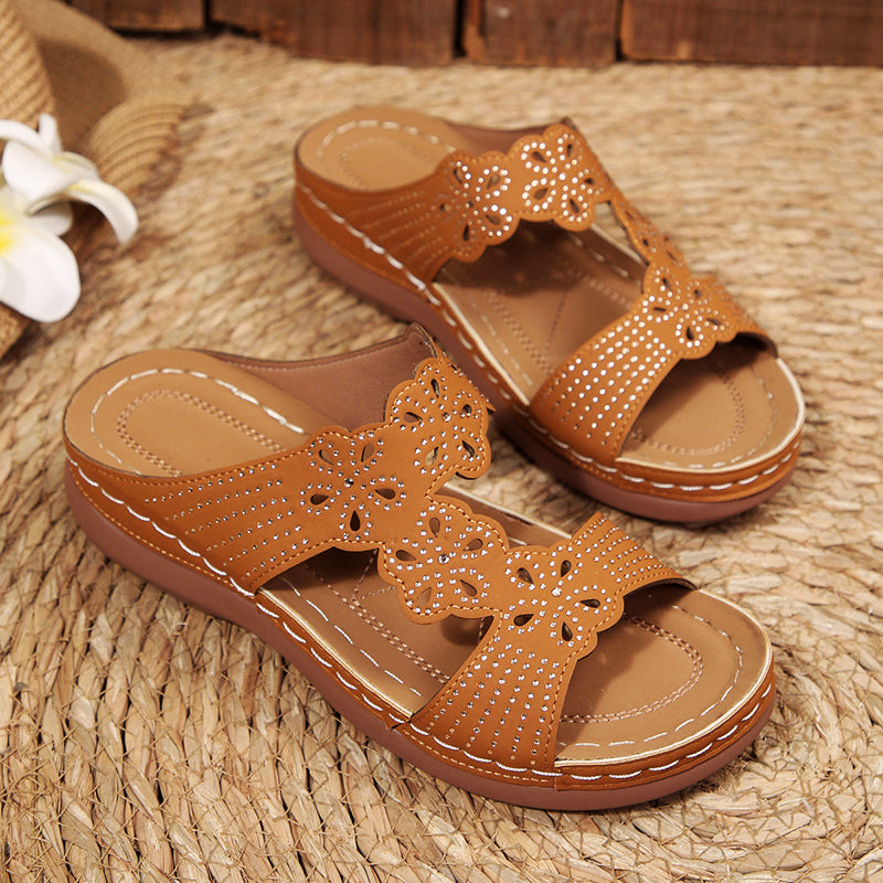 Clara Duval Rhinestone Wedge Sandals