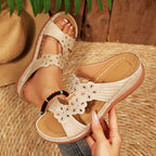 Clara Duval Rhinestone Wedge Sandals