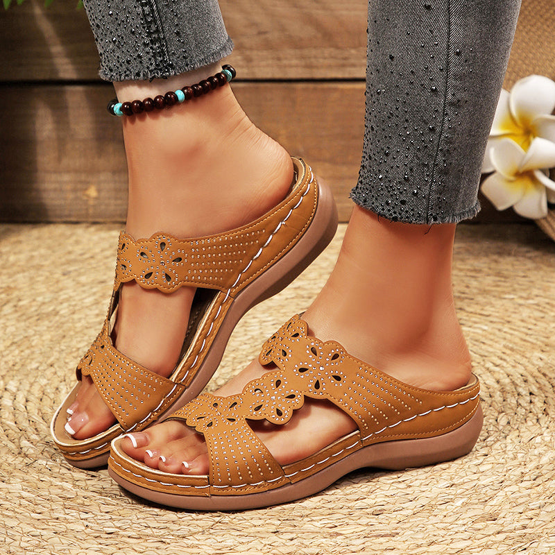 Clara Duval Rhinestone Wedge Sandals