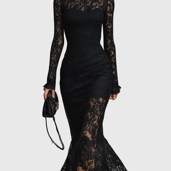 Monica | Elegant Lace Fishtail Maxi Dress