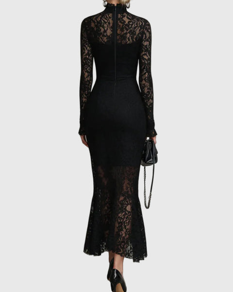 Monica | Elegant Lace Fishtail Maxi Dress