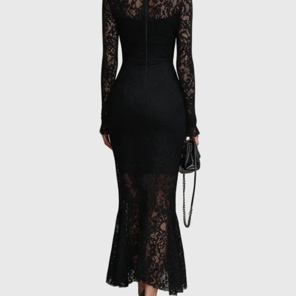Monica | Elegant Lace Fishtail Maxi Dress