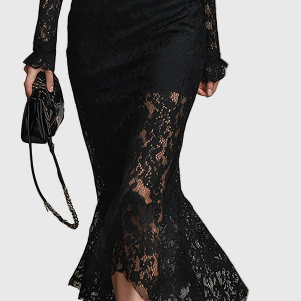 Monica | Elegant Lace Fishtail Maxi Dress