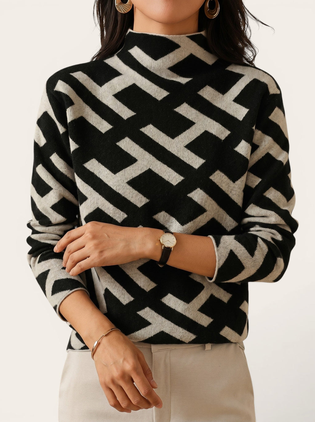 Elara – Geometric Elegance Sweater