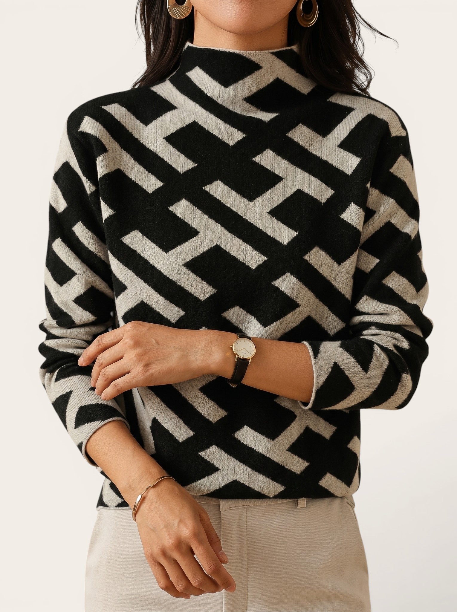 Elara – Geometric Elegance Sweater