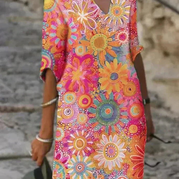 Nira | Vibrant Floral Midi Dress