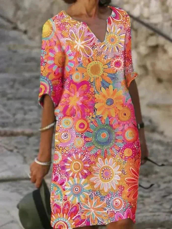 Evelyn | Vibrant Floral Midi Dress
