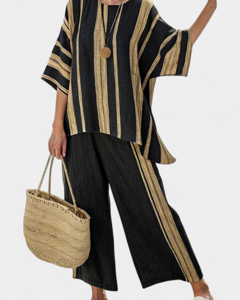 Calden | Comfortable Oversized Striped Top & Relaxed Linen Pants