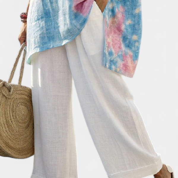 Vantrel | Comfortable Relaxed Linen Top & Striped Bamboo Pants