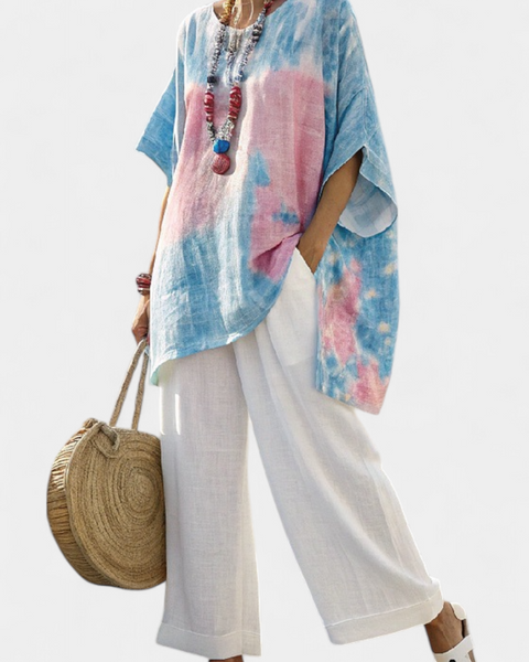 Vantrel | Comfortable Relaxed Linen Top & Striped Bamboo Pants