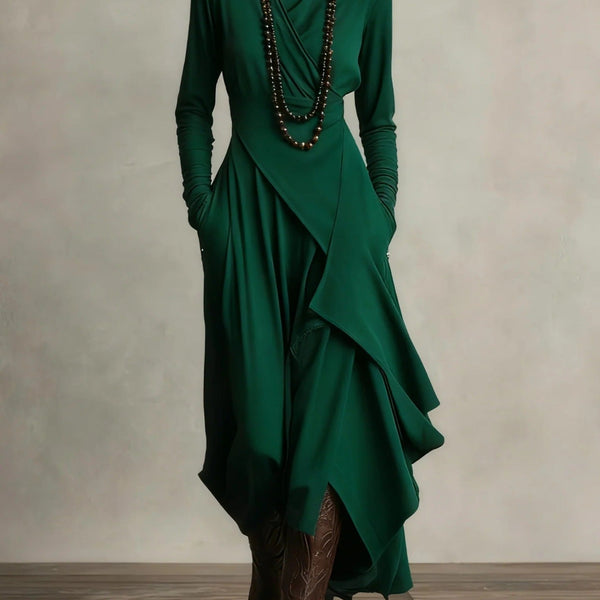 Natalia | Asymmetrical Maxi Knit Dress with Roll Neck