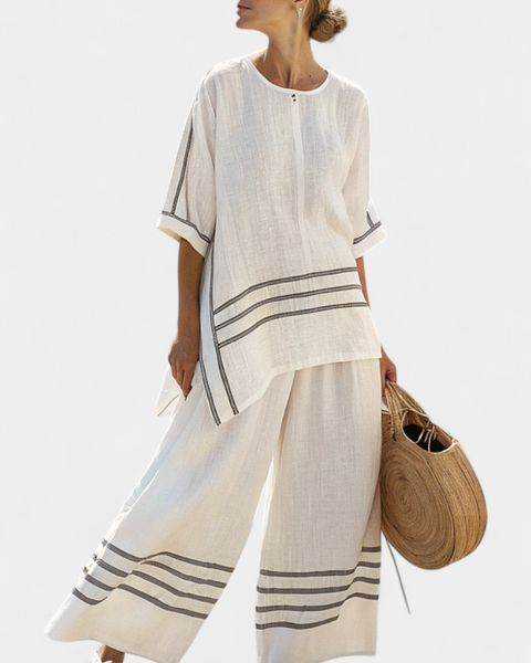 Wynric | Sophisticated Striped Asymmetrical Top & Bold Pants