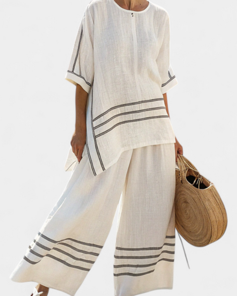 Wynric | Sophisticated Striped Asymmetrical Top & Bold Pants