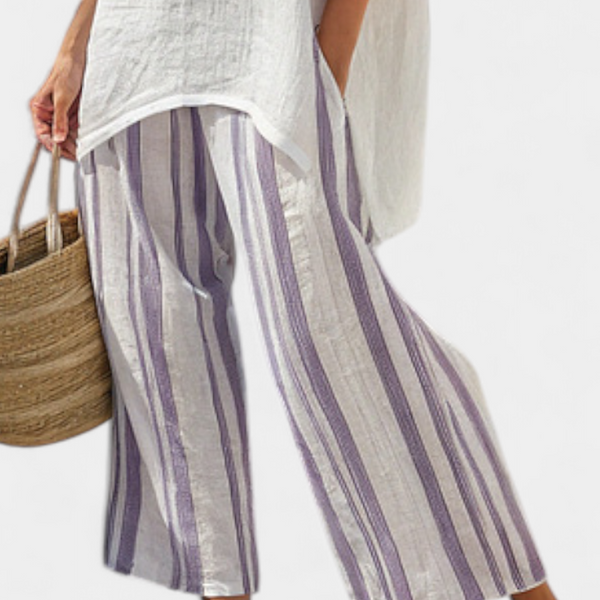 Luxmere | Comfortable Relaxed Blouse & Striped Bamboo Pants
