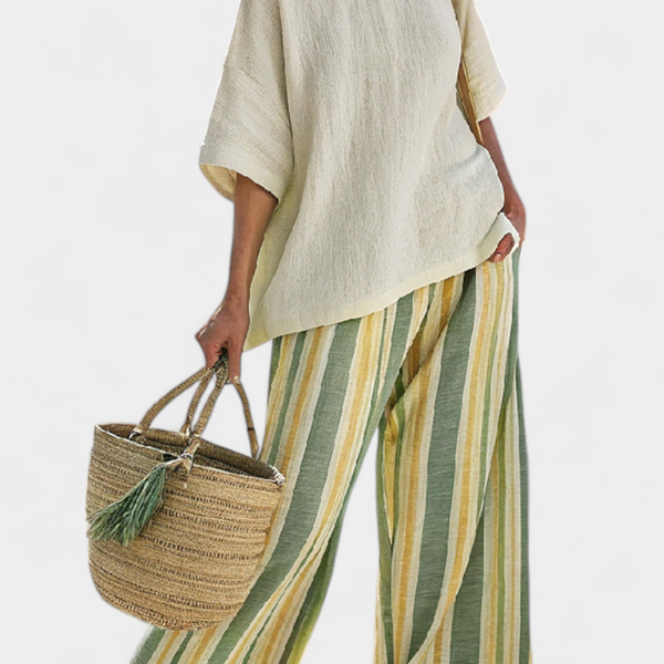 Ellowyn | Sophisticated Top & Striped Linen Pants