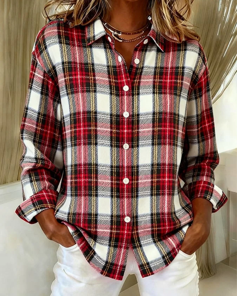 Mira™ – Classic Checked Hoodie Blouse