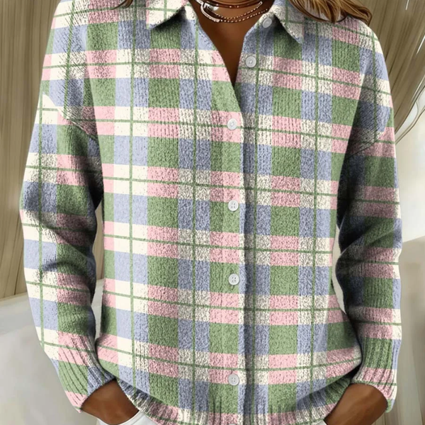 Lena™ – Checked Hoodie Blouse in Fresh Pastel Colors