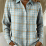 Tara™ – Checked Hoodie Blouse with Sand-Colored Accents