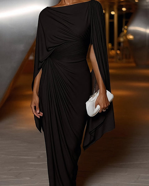 Melyssa™ Pleated Drape Maxi Dress