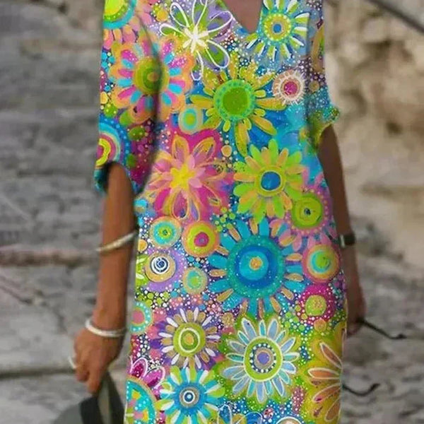 Nira | Vibrant Floral Midi Dress
