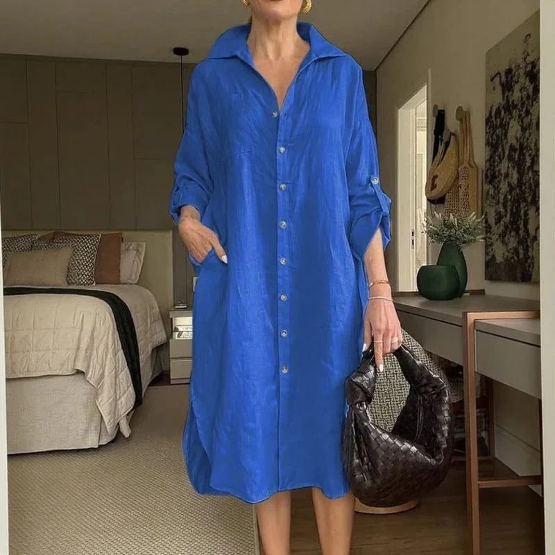 Elara | Linen Button Dress