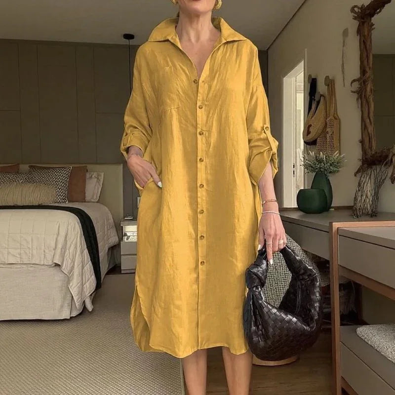 Elara | Linen Button Dress