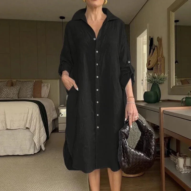 Elara | Linen Button Dress