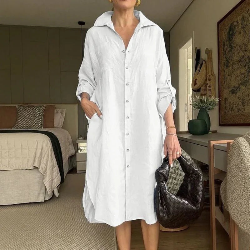 Elara | Linen Button Dress