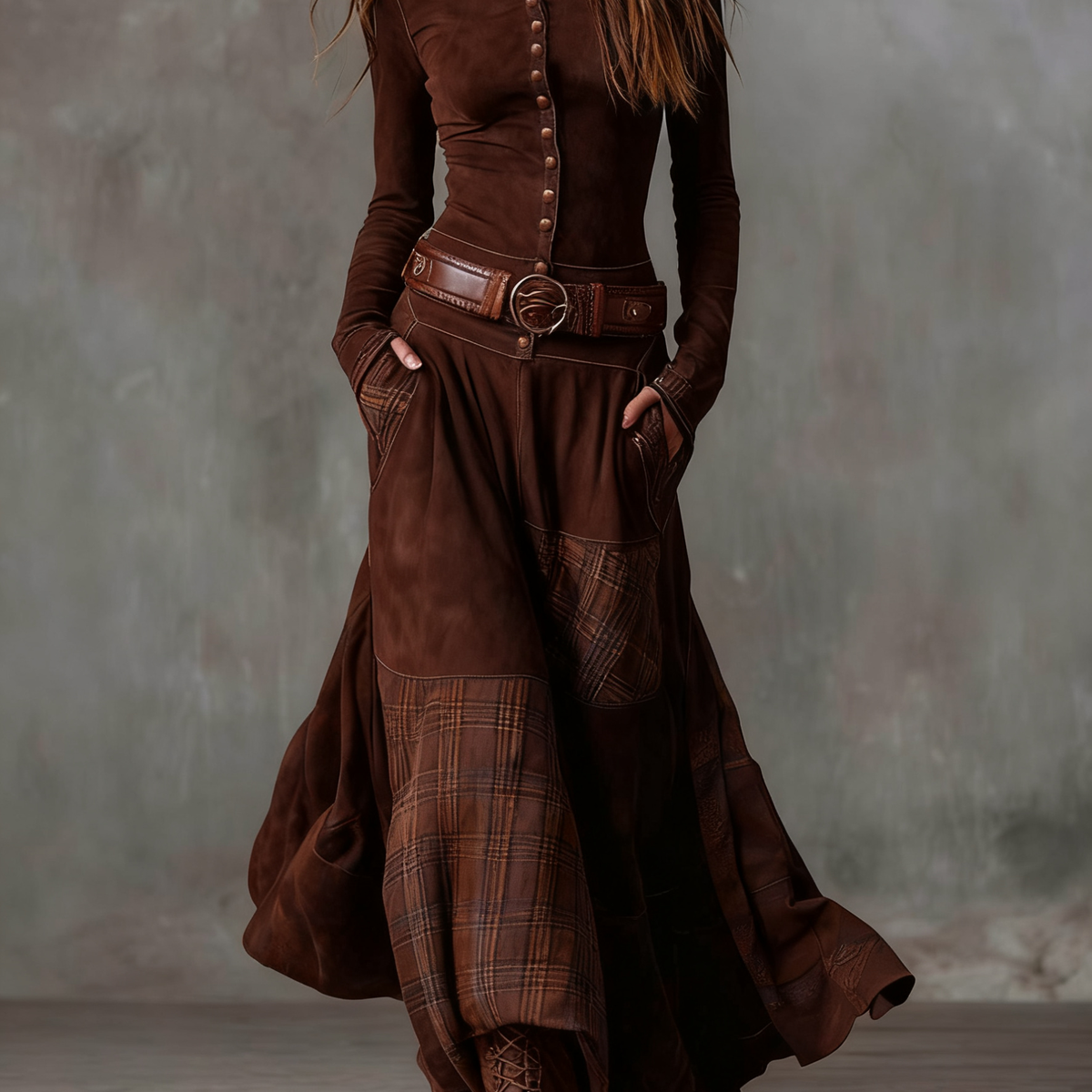 Izabella™ Suede Maxi Dress + Free Belt