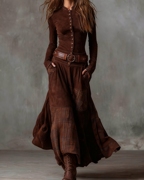 Izabella™ Suede Maxi Dress + Free Belt