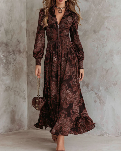 Amelia™ Paisley Zip Waist Maxi Dress