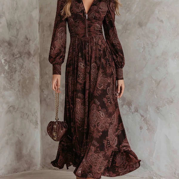 Amelia™ Paisley Zip Waist Maxi Dress