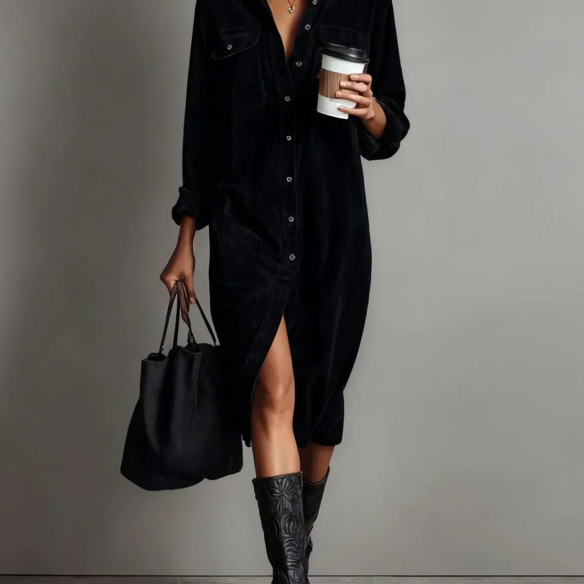 Aurovia - Chic Flared Hem Dress