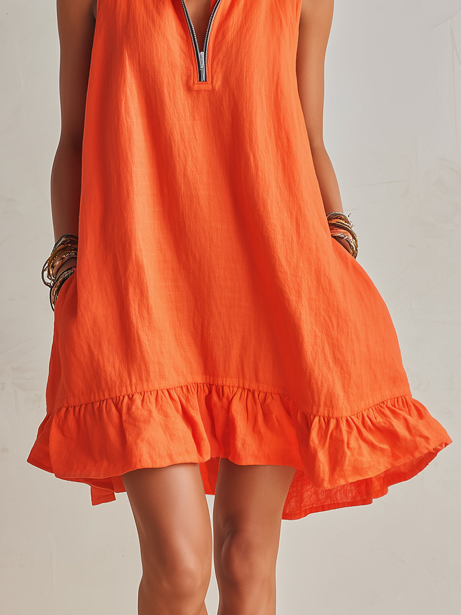 Cotton-Linen Blend Mini Dress