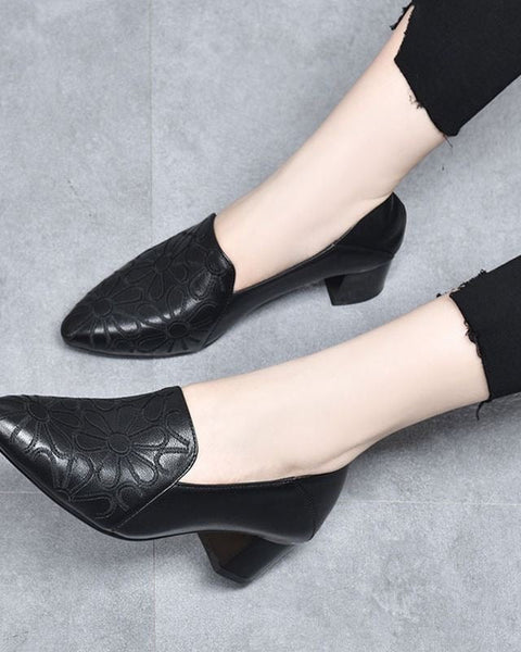 Tonette - Soft Leather Embroidered Pumps