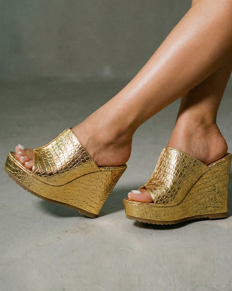 Elara | Luxe Shine Wedge Sandals