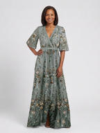 Ellis & Johnson™  | Floral V Neck Short Sleeve Maxi Dress
