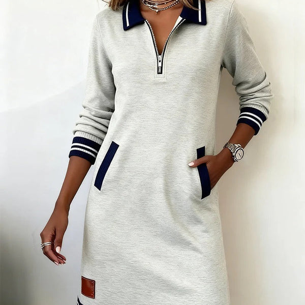 Chic Long Sleeve Cotton Dress