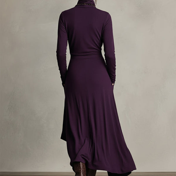 Natalia | Asymmetrical Maxi Knit Dress with Roll Neck