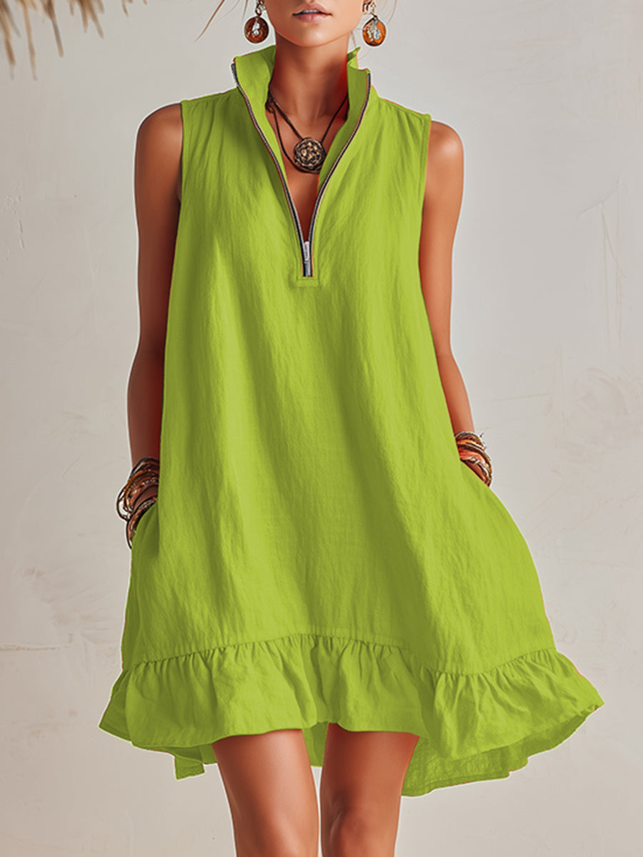 Cotton-Linen Blend Mini Dress