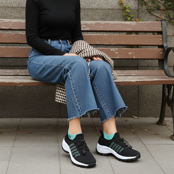 Ambulo Orthopaedic Shoes Knit Fabric - Green Black