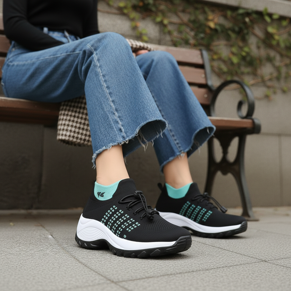 Ambulo Orthopaedic Shoes Knit Fabric - Green Black