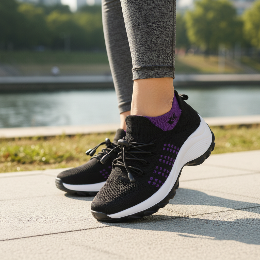 Ambulo Orthopaedic Shoes Knitted Fabric - Purple Black