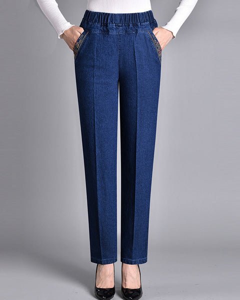Laluna® | Women's jeans with side pockets and elastic waist