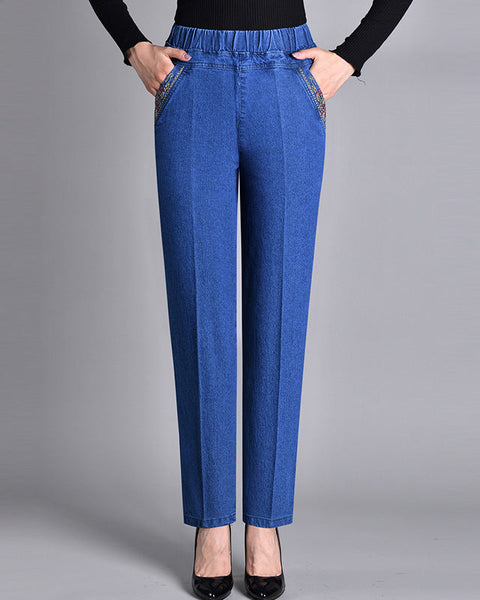 Laluna® | Women's jeans with side pockets and elastic waist